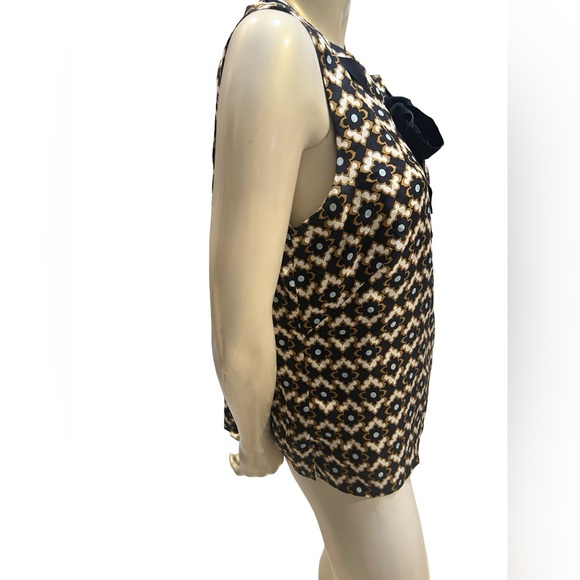 Milly Black and Gold Patterned Sleeveless Blouse - Picture 3 of 11